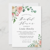 Invitation Fête des mariées florale Rose à aquarelle tirée à (Devant)