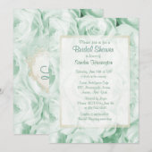 Invitation Fête des mariées florale Rose à la menthe verte (Devant / Derrière)