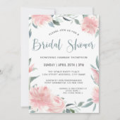 Invitation Fête des mariées florale rose biscuit (Devant)