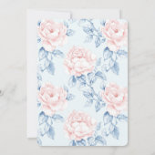 Invitation Fête des mariées florale rose bleu (Dos)