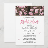 Invitation Fête des mariées florale rose cerisier (Devant / Derrière)