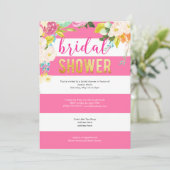 Invitation Fête des mariées florale rose-chaud Gold Foil (Debout devant)