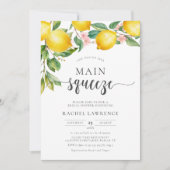 Invitation Fête des mariées florale rose citron à la pierre p (Devant)