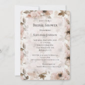 Invitation Fête des mariées florale rose crème (Devant)