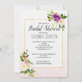 Invitation Fête des mariées florale rose de Bourgogne (Devant)