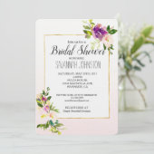 Invitation Fête des mariées florale rose de Bourgogne (Debout devant)