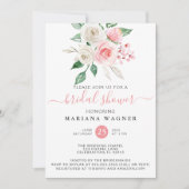 Invitation Fête des mariées florale rose de Pêche (Devant)