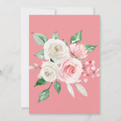 Invitation Fête des mariées florale rose de Pêche (Dos)