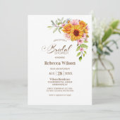 Invitation Fête des mariées florale Rose de tournesol (Debout devant)