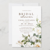 Invitation Fête des mariées florale Rose d'or blanc (Devant)
