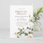 Invitation Fête des mariées florale Rose d'or blanc (Debout devant)