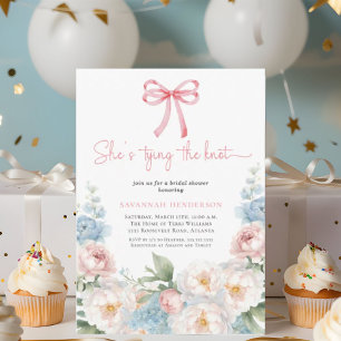 Invitation Fête des mariées florale rose doux