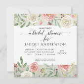 Invitation Fête des mariées florale Rose en ivoire rousse en (Devant)