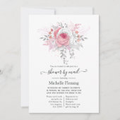 Invitation Fête des mariées florale rose et argent par courri (Devant)