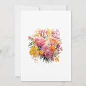 Invitation Fête des mariées florale rose et jaune (Dos)