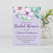 Invitation Fête des mariées florale rose et lavande (Debout devant)