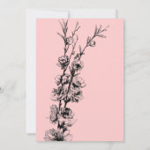 Invitation Fête des mariées florale rose et noire (Dos)