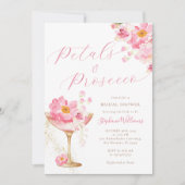 Invitation Fête des mariées florale rose et or (Devant)