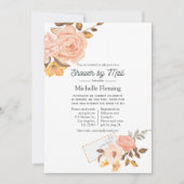 Invitation Fête des mariées florale rose et or par courrier (Devant)