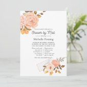 Invitation Fête des mariées florale rose et or par courrier (Debout devant)