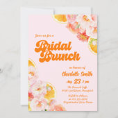 Invitation Fête des mariées florale rose et orange (Devant)