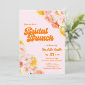 Invitation Fête des mariées florale rose et orange (Debout devant)