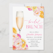 Invitation Fête des mariées florale rose et orange (Devant)