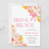Invitation Fête des mariées florale rose et orange (Devant)