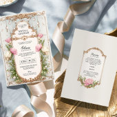 Invitation Fête des mariées florale rose et verte