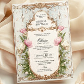 Invitation Fête des mariées florale rose et verte