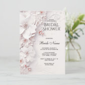 Invitation Fête des mariées florale rose ivoire (Debout devant)