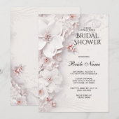 Invitation Fête des mariées florale rose ivoire (Devant / Derrière)