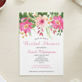 Invitation Fête des mariées florale rose moderne