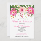Invitation Fête des mariées florale rose moderne (Devant)
