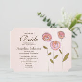 Invitation Fête des mariées Florale Rose or moderne (Debout devant)