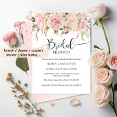Invitation Fête des mariées Florale Rose, Or Rose / Brunch