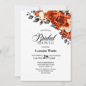 Invitation Fête des mariées florale Rose orange brûlé (Devant)