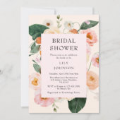 Invitation Fête des mariées florale rose pâle (Devant)