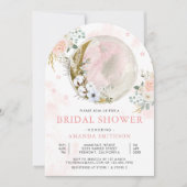 Invitation Fête des mariées florale rose pâle (Devant)