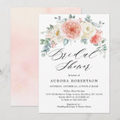 Invitation Fête des mariées florale rose pâle mi-été (Devant / Derrière)