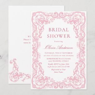 Invitation Fête des mariées florale rose rose de la Renaissan