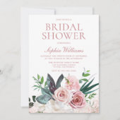 Invitation Fête des mariées florale Rose rose et poussiéreuse (Devant)