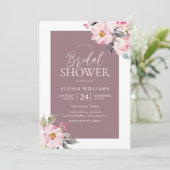 Invitation Fête des mariées florale rose rose pâle Rose (Debout devant)