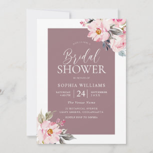 Invitation Fête des mariées florale rose rose pâle Rose