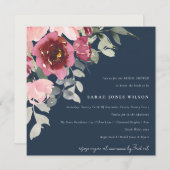INVITATION FÊTE DES MARIÉES FLORALE ROSE ROSE ROSE (Devant / Derrière)