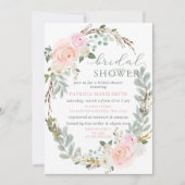 Invitation Fête des mariées florale rose rose Sage moderne (Devant)