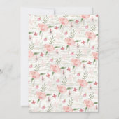 Invitation Fête des mariées florale rose rustique (Dos)