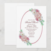 Invitation Fête des mariées florale rose rustique (Devant / Derrière)