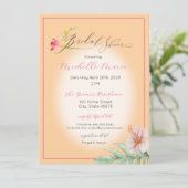 Invitation Fête des mariées florale rose tropicale (Debout devant)