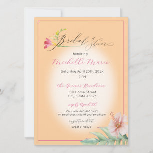 Invitation Fête des mariées florale rose tropicale